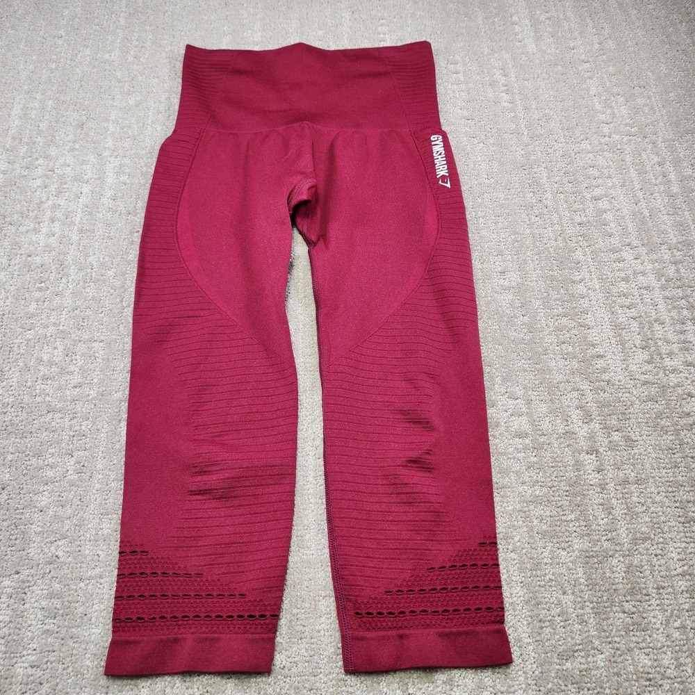 GymShark Dry Leggings Women Small Magenta Energy Seamless Compression‎ Cropped